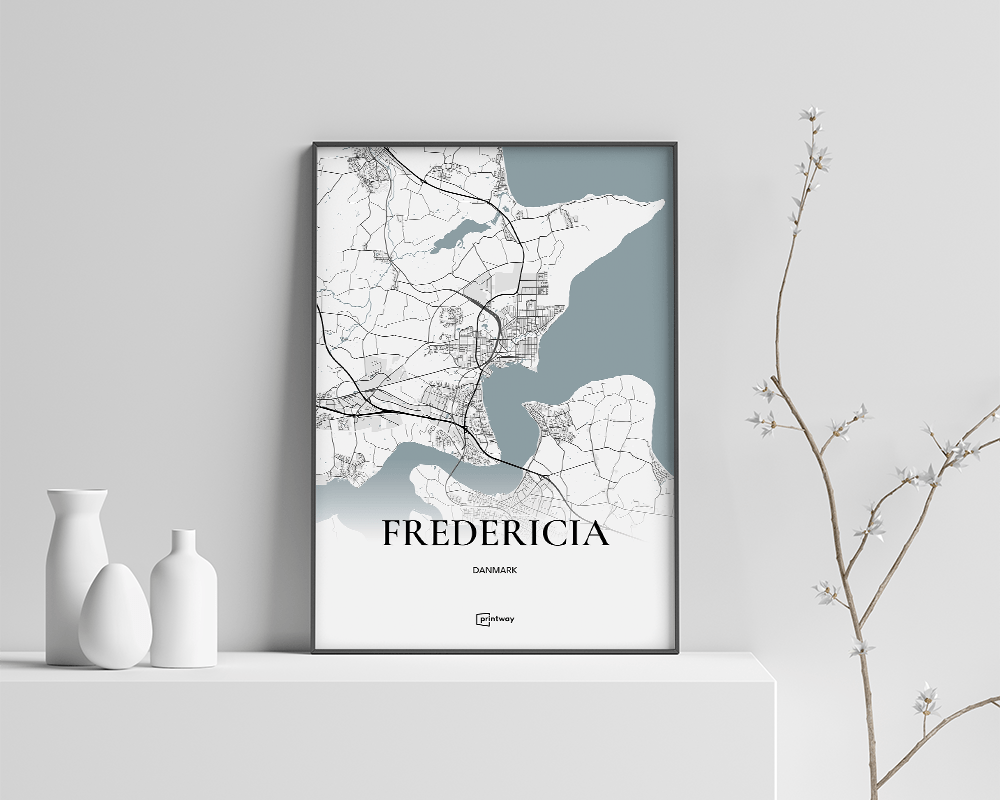 Elegant Fredericia Bykort Plakat – Stilfuld Indretning