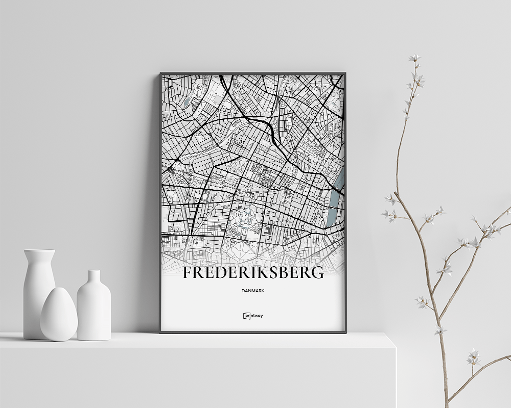 Frederiksberg Bykort Plakat – Minimalistisk Design 21x30 cm
