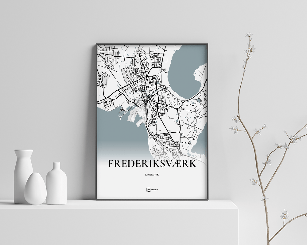 Frederiksværk Bykort Plakat 70x100 cm – Stilrent Design