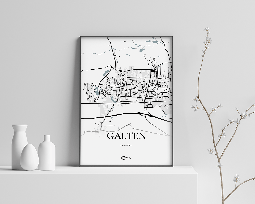 Galten Bykort Plakat – Minimalistisk Design 60x84 cm