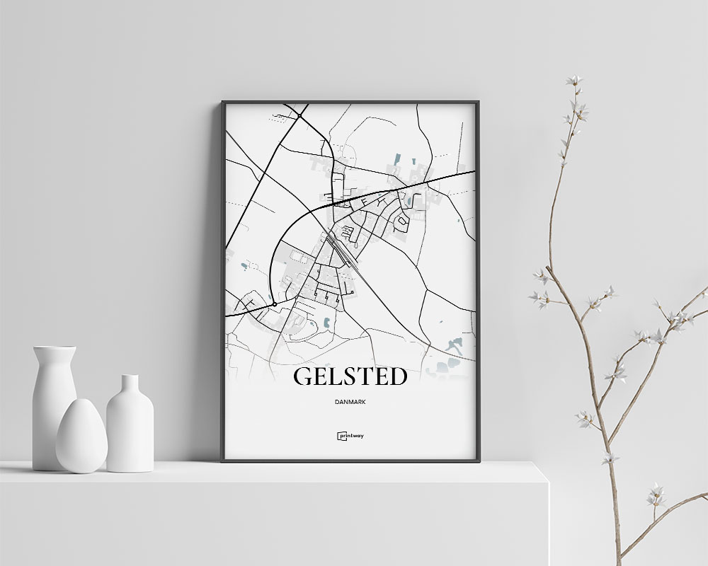 Gelsted Bykort Plakat 21x30 cm - Unikt Design