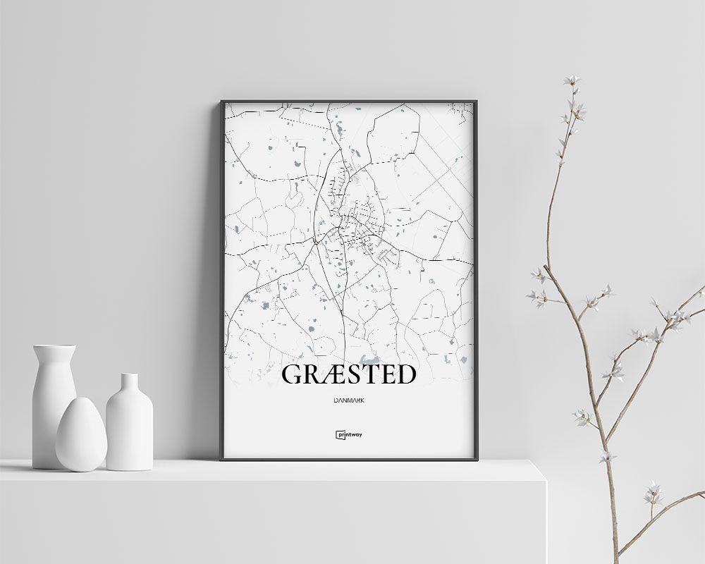 Græsted Bykort Plakat 35x50 cm – Unik Indretningstilbud