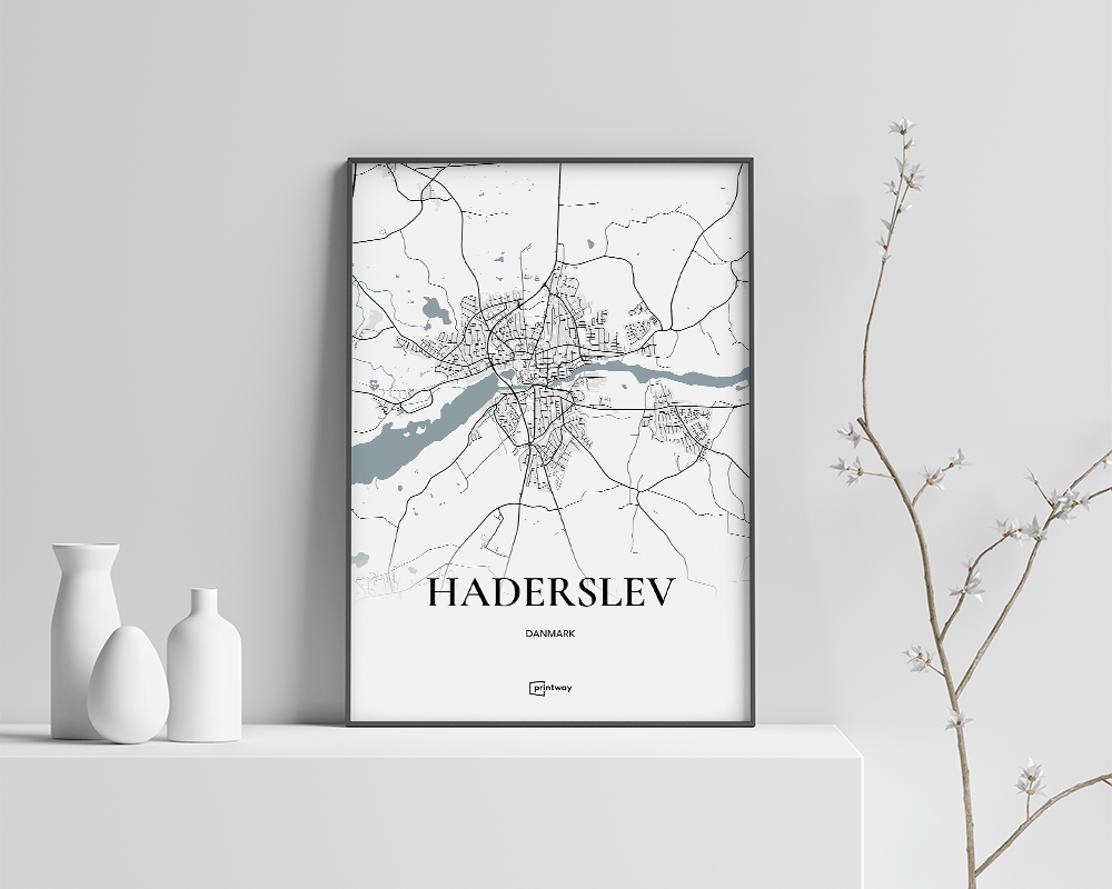 Haderslev Bykort Plakat 21×30 cm – Elegant Design