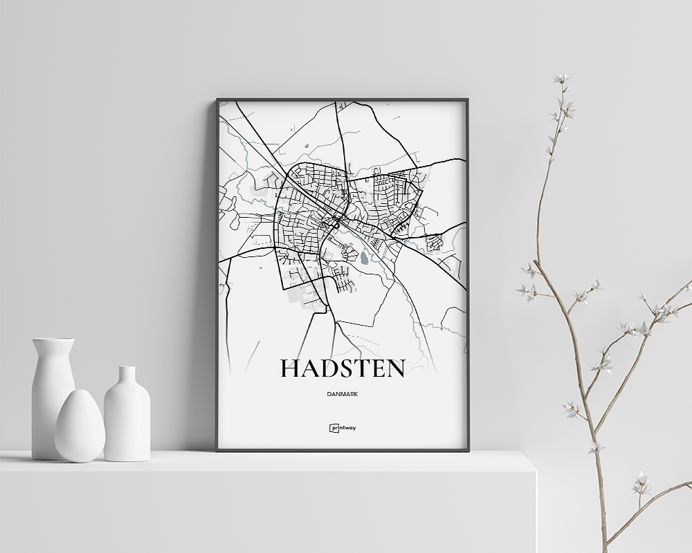 Hadsten Bykort Plakat – Elegant Hvid 70x100 cm