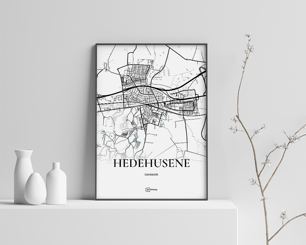 Hedehusene Bykort Plakat 70x100 cm – Unik Indretningstilbud