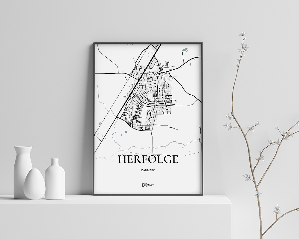 Herfølge Bykort Plakat 42x60 cm - Unikt Design