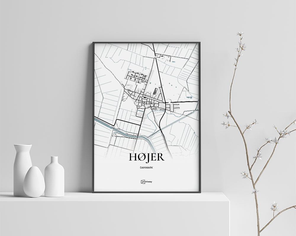 Højer Bykort Plakat 42x60 cm – Minimalistisk Design