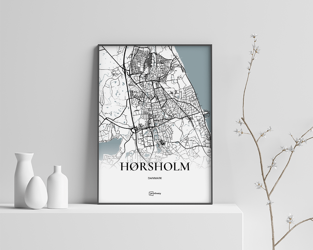 Hørsholm Bykort Plakat A4 - Stilrent Design til Dit Hjem