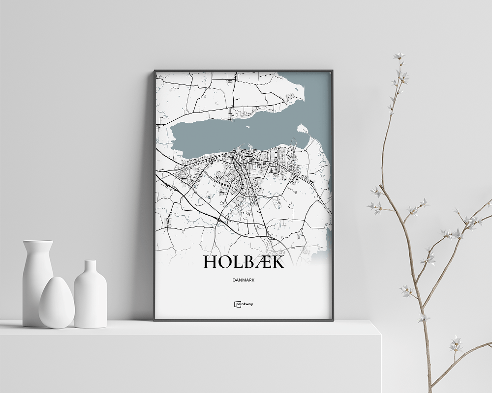 Holbæk Bykort Plakat 21x30 cm – Elegant Indretningstilbehør