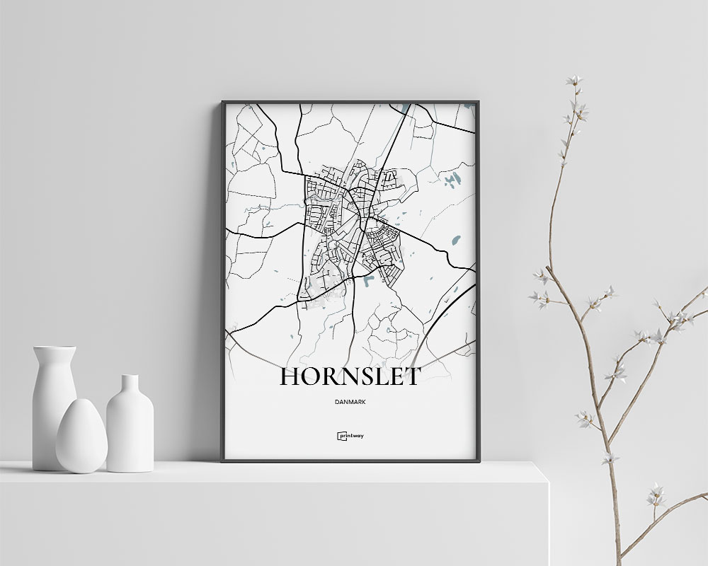Hornslet Bykort Plakat 50×70 cm - Stilrent Design