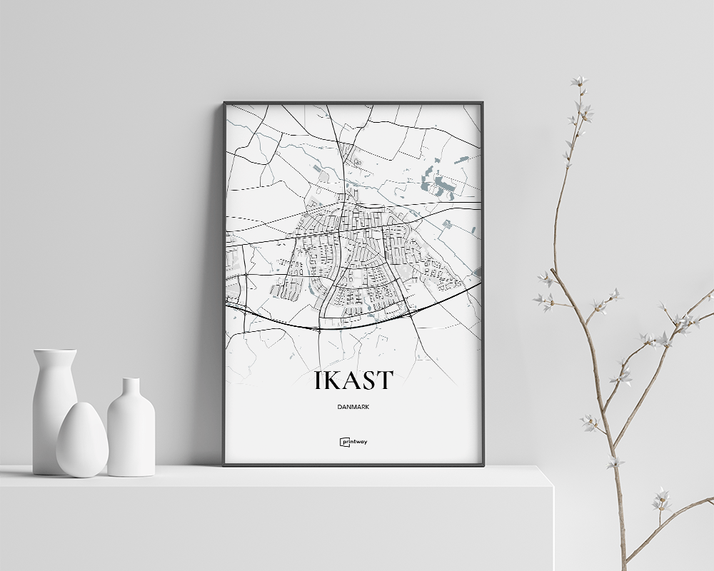 Ikast Bykort Plakat - Elegant Design 21x30 cm