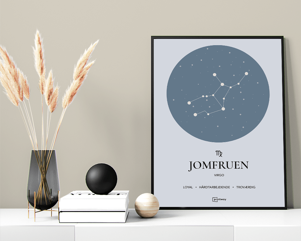 Jomfruen Stjernetegn Plakat i Havblå - A1 Størrelse
