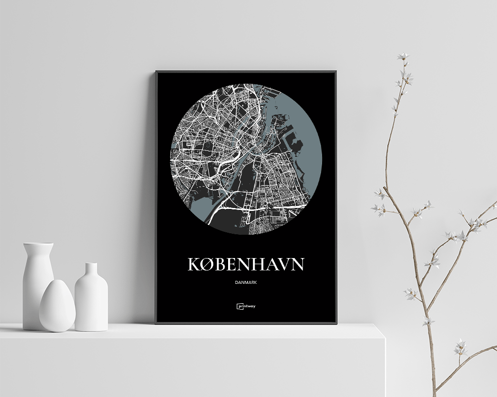 København Bykort Plakat – Elegant Sort A3 Design