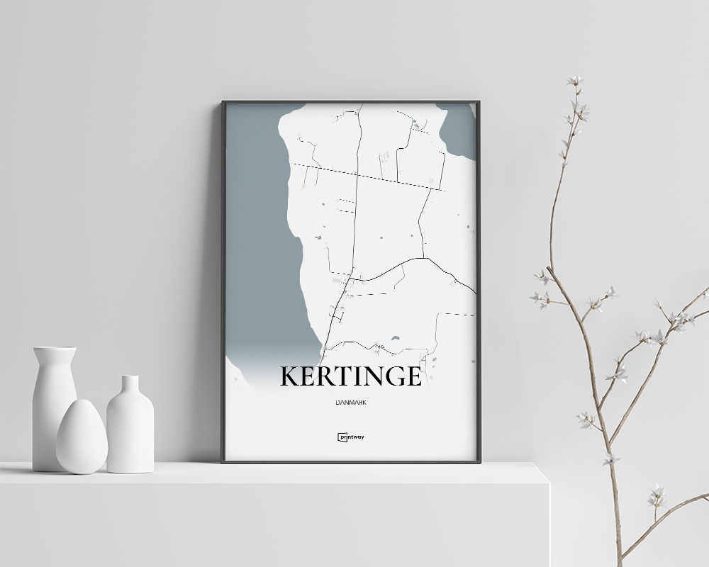 Kertinge Bykort Plakat – Minimalistisk Design til Hjemmet