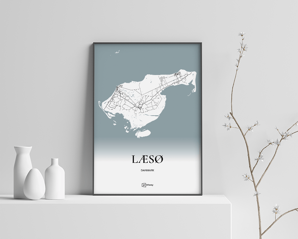 Læsø Bykort Plakat 21×30 cm – Minimalistisk Design