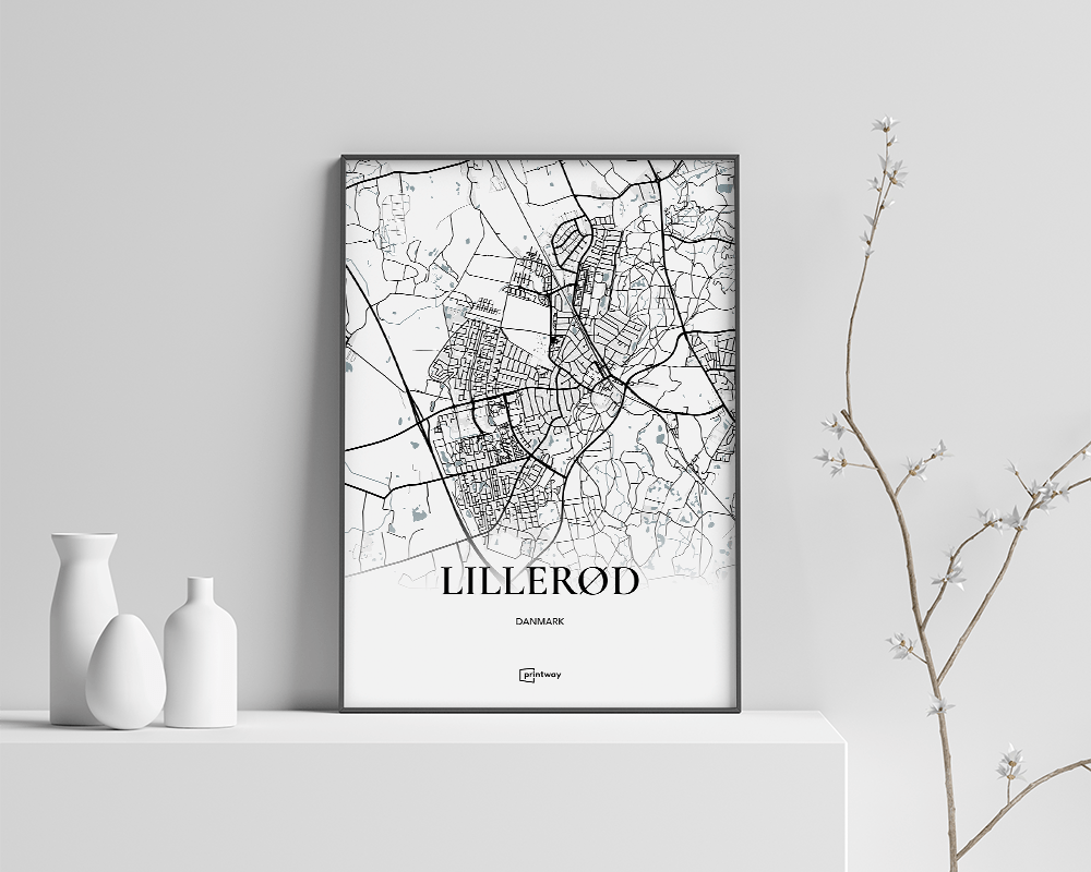 Lillerød Bykort Plakat – Elegant Design til Dit Hjem