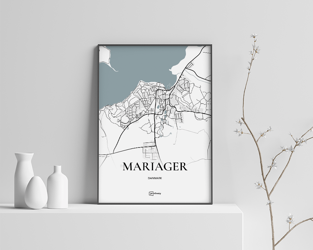 Mariager Bykort Plakat A4 - Stilrent Design til Hjemmet