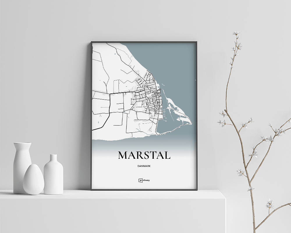 Marstal Bykort Plakat - Minimalistisk Design 21x30 cm