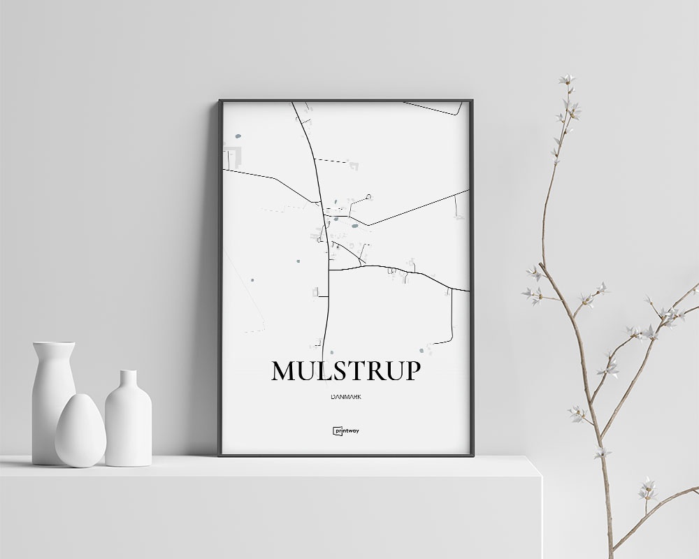 Mulstrup Bykort Plakat – Minimalistisk Design 30x42 cm