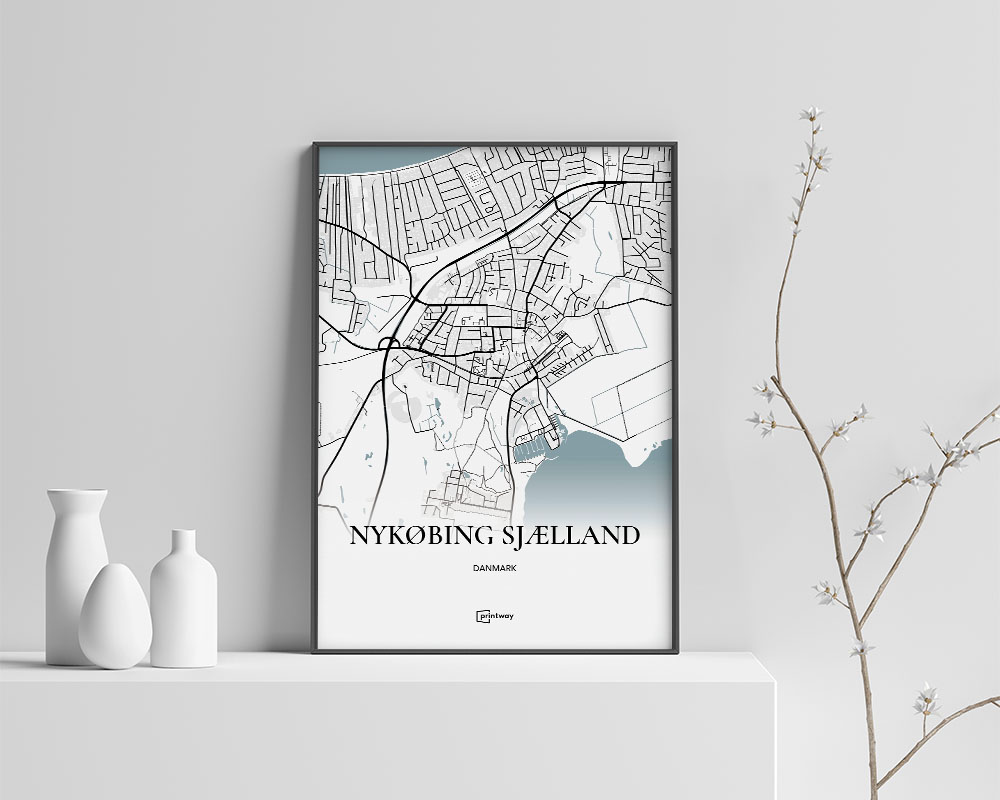 Nykøbing Sjælland Bykort Plakat - 42x60 cm A2 Design