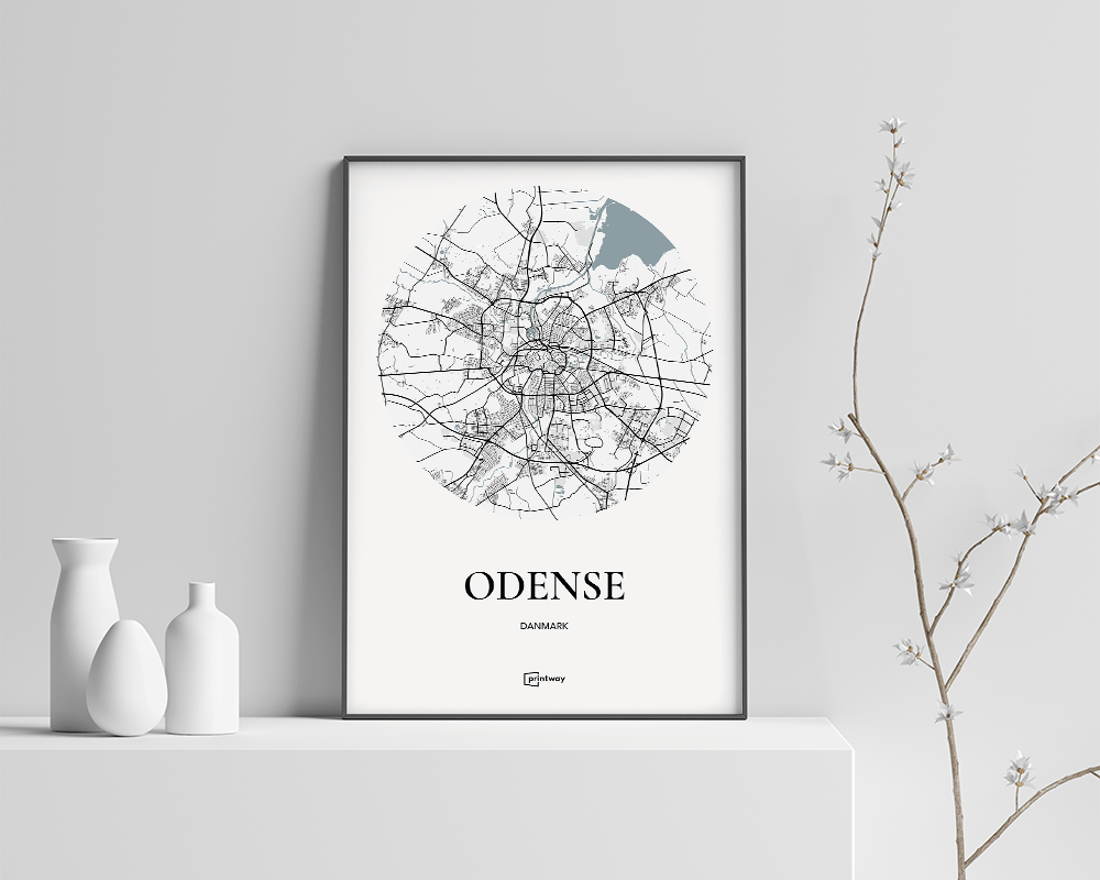 Odense Bykort Plakat – Minimalistisk Design A4 21x30 cm