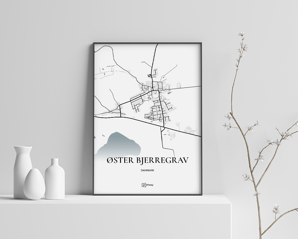 Øster Bjerregrav Bykort Plakat A4 – Stilrent Design
