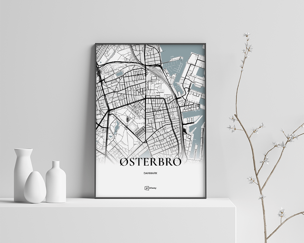 Østerbro Bykort Plakat – Minimalistisk Vægkunst A4