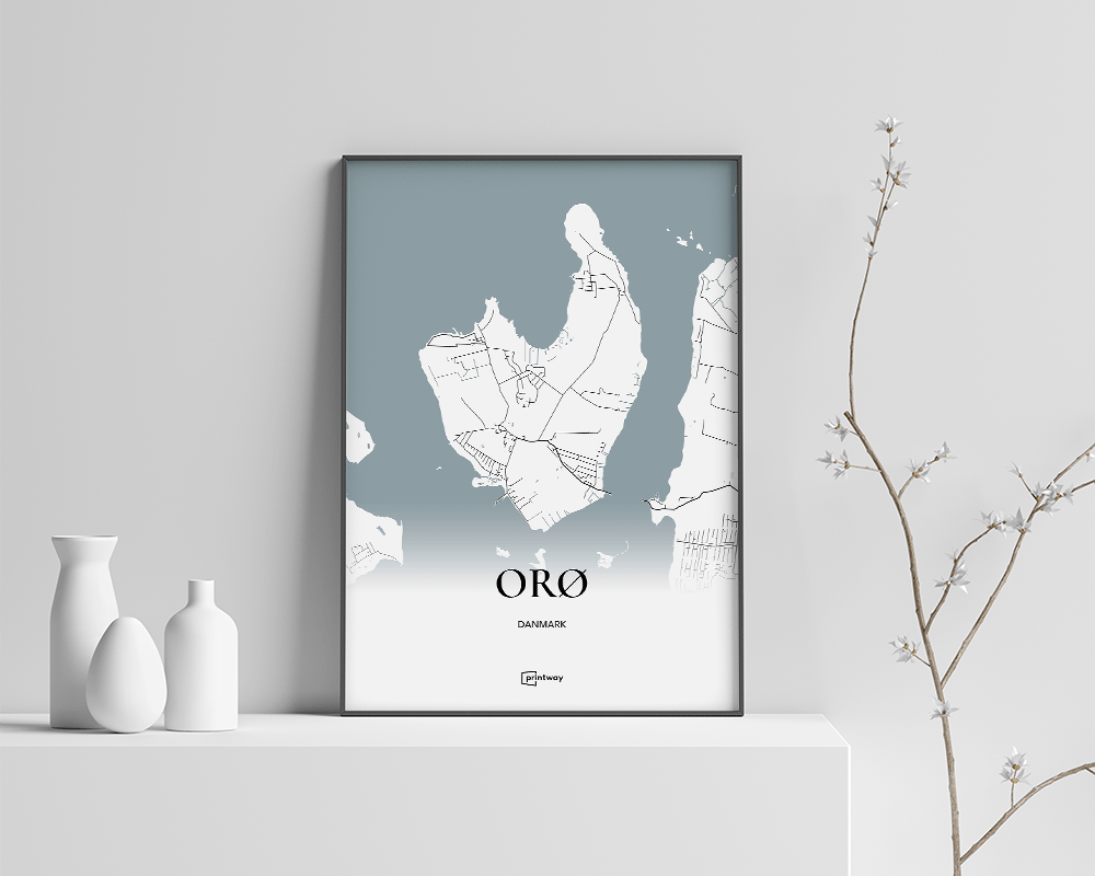 Orø Bykort Plakat - Minimalistisk Design 21x30 cm