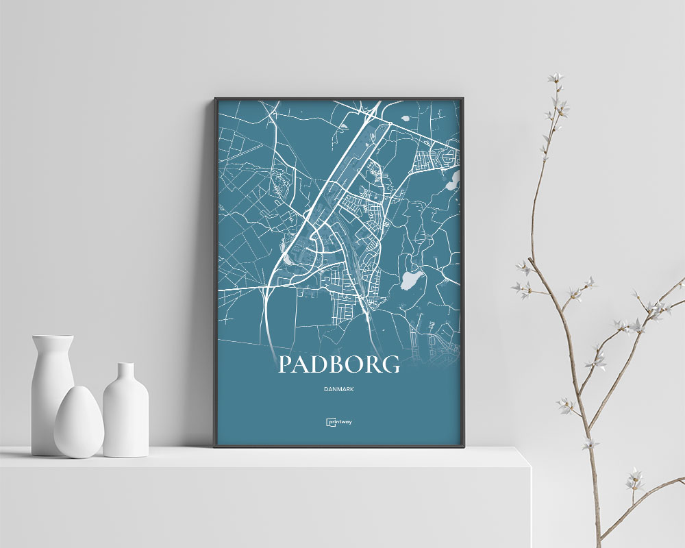 Padborg Bykort Plakat - Havblå A1 (60x84 cm)