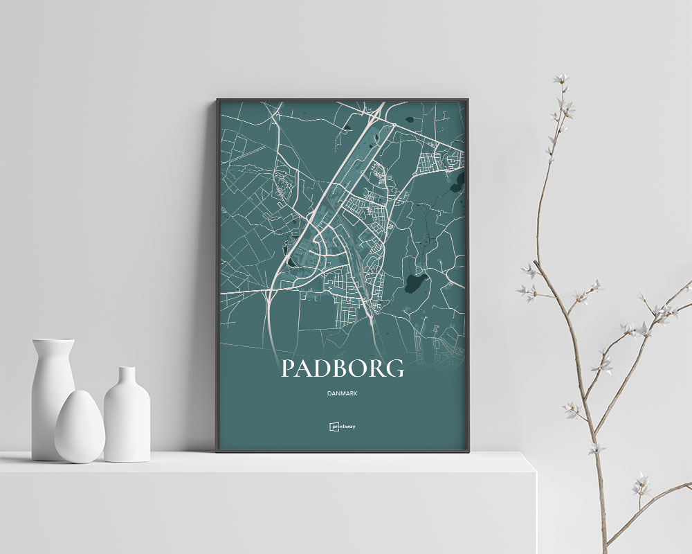 Padborg Bykort Plakat - Skovgrøn A4 Design