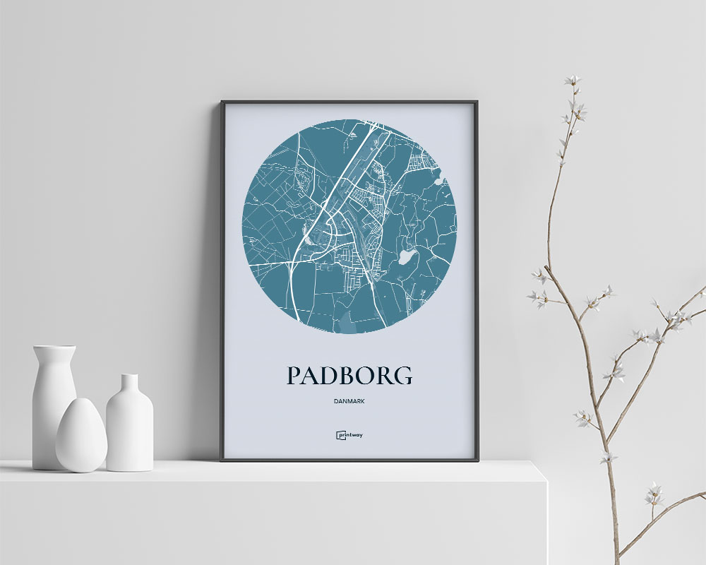 Padborg Bykort Plakat – Havblå Elegance A4