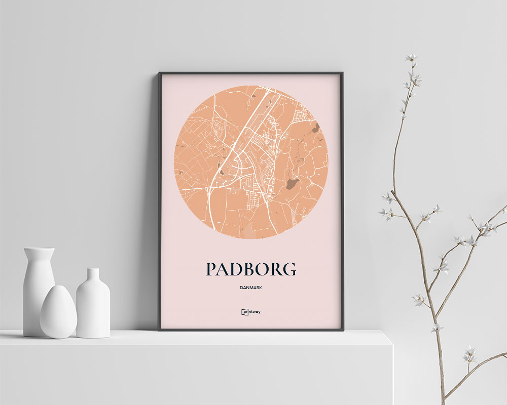 Padborg Bykort Plakat i Guld - 60x84 cm (A1)