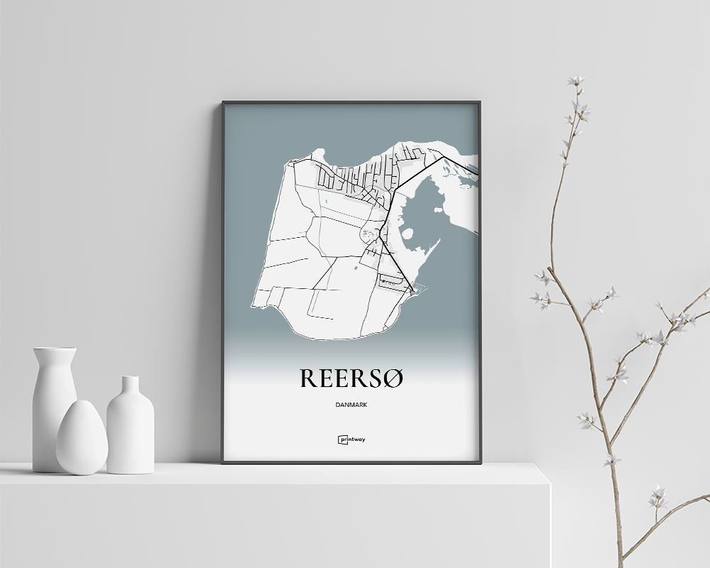 Reersø Bykort Plakat 60x84 cm – Minimalistisk Indretning