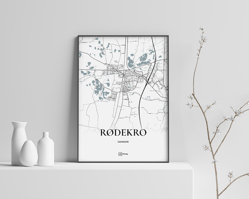 Rødekro Bykort Plakat – Minimalistisk Design 21x30 cm