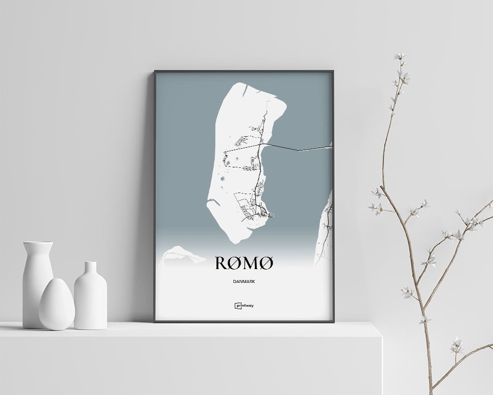 Rømø Bykort Plakat - Minimalistisk Design 21x30 cm
