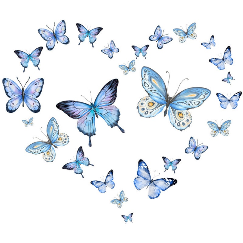 Selvlysende sommerfugle wallstickers – 25 stk til dekoration