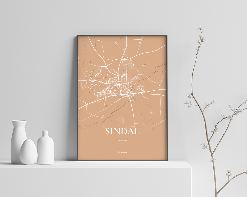 Sindal Bykort Plakat i Guld – Elegant Minimalisme 70x100 cm