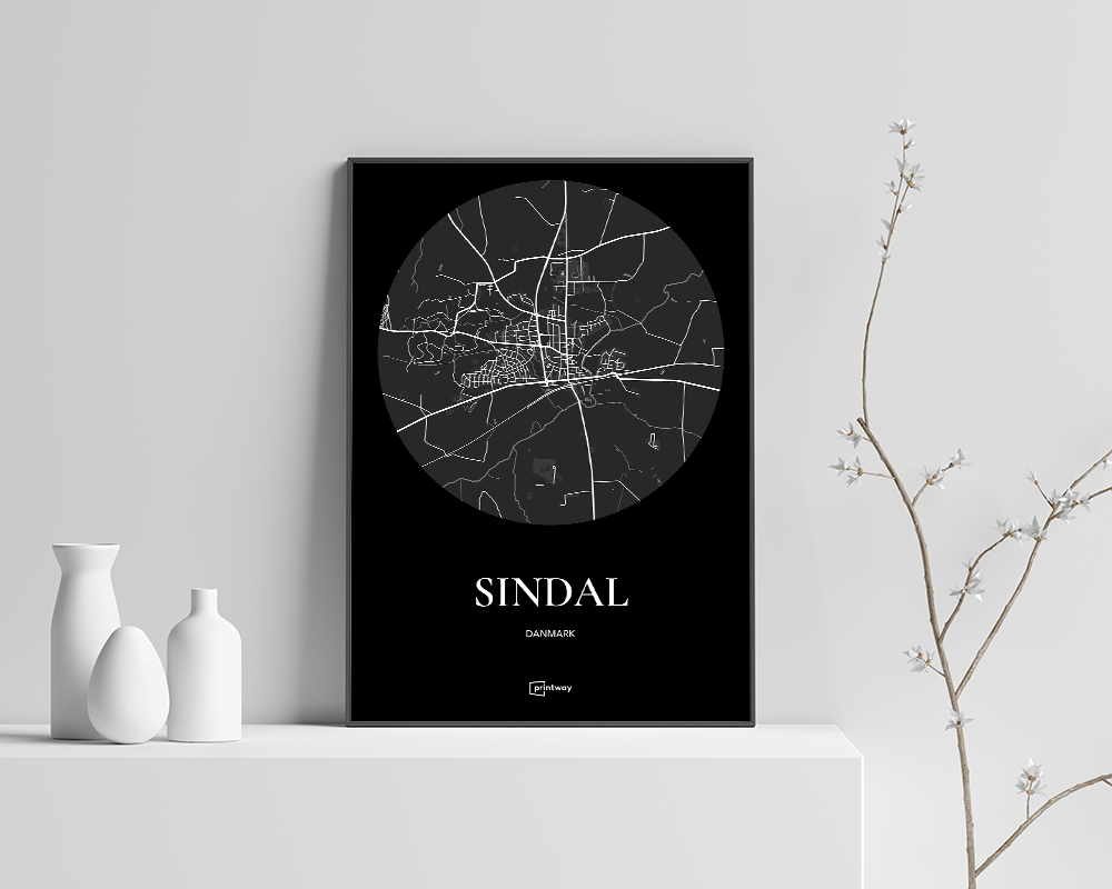 Sindal Plakat - Sort Kort 21x30 cm (A4) til Indretning