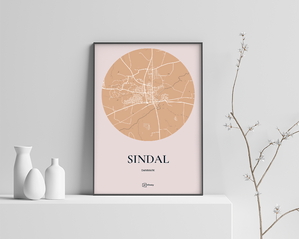 Sindal Bykort Plakat i Guld - Elegant Design 70x100 cm