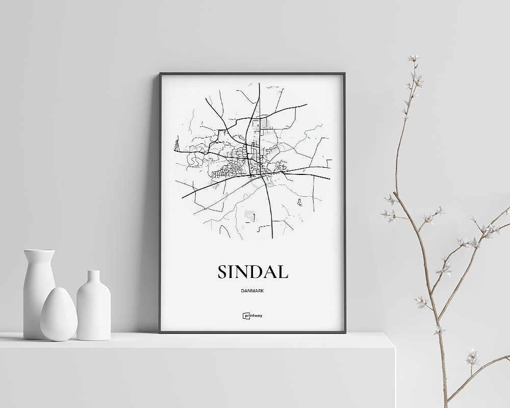 Sindal Bykort Plakat – Minimalistisk Hvid 50x70 cm