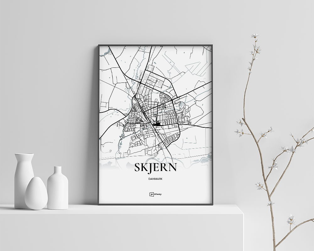 Skjern Bykort Plakat 21x30 cm – Stilrent Design til Dit Hjem