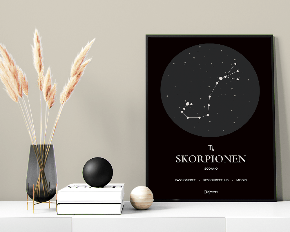 Skorpion Stjernetegn Plakat - Sort A1 60x84 cm