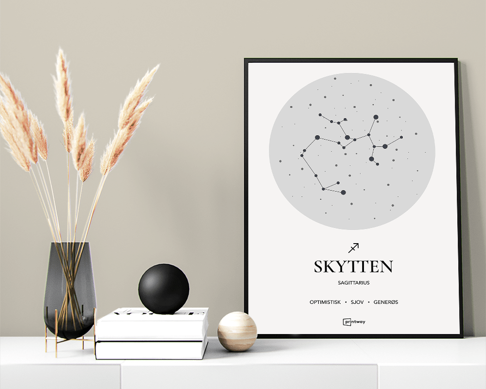 Skytten Stjernetegn Plakat - Hvid A1 60x84 cm