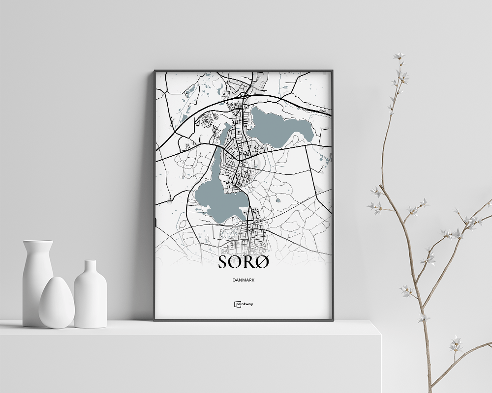 Sorø Bykort Plakat 21x30 cm - Stilrent Design