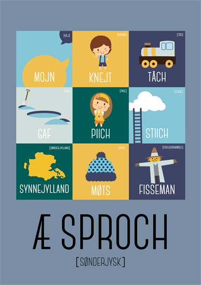 Æ Sproch Blå A5 Plakat – Lær Sønderjysk Med Stil!