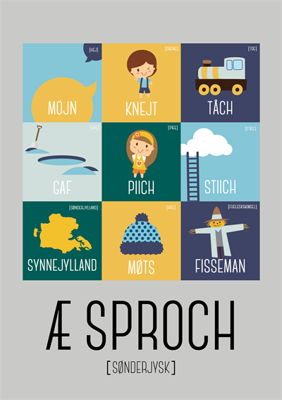 Æ Sproch Grå A5 Plakat - Lær Sønderjyske Gloser Sjovt!