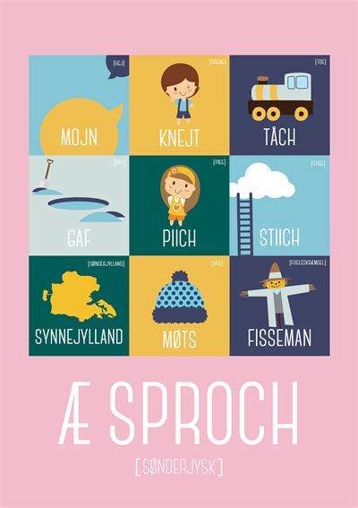 Æ Sproch Lyserød A5 Plakat – Lær Sønderjysk Med Stil!