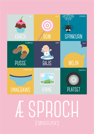 Æ Sproch Lyserød A5 Plakat – Lær Sønderjysk Med Stil!