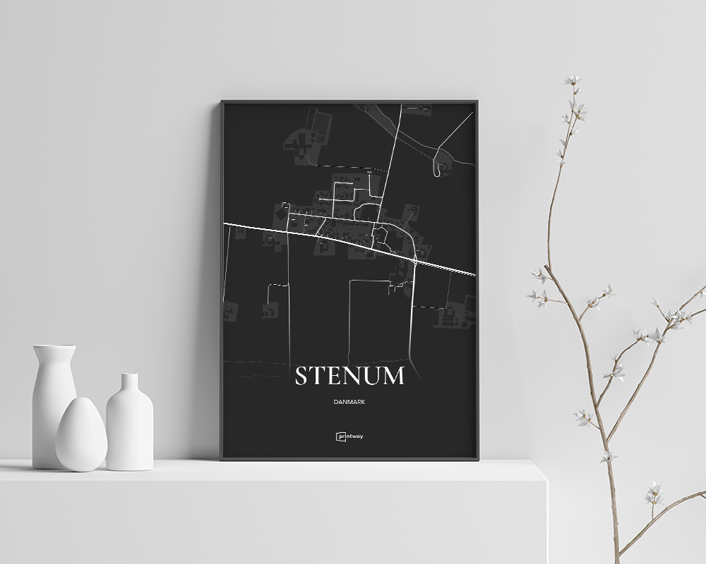 Stenum Bykort Plakat – Sort Minimalistisk Design 70x100 cm