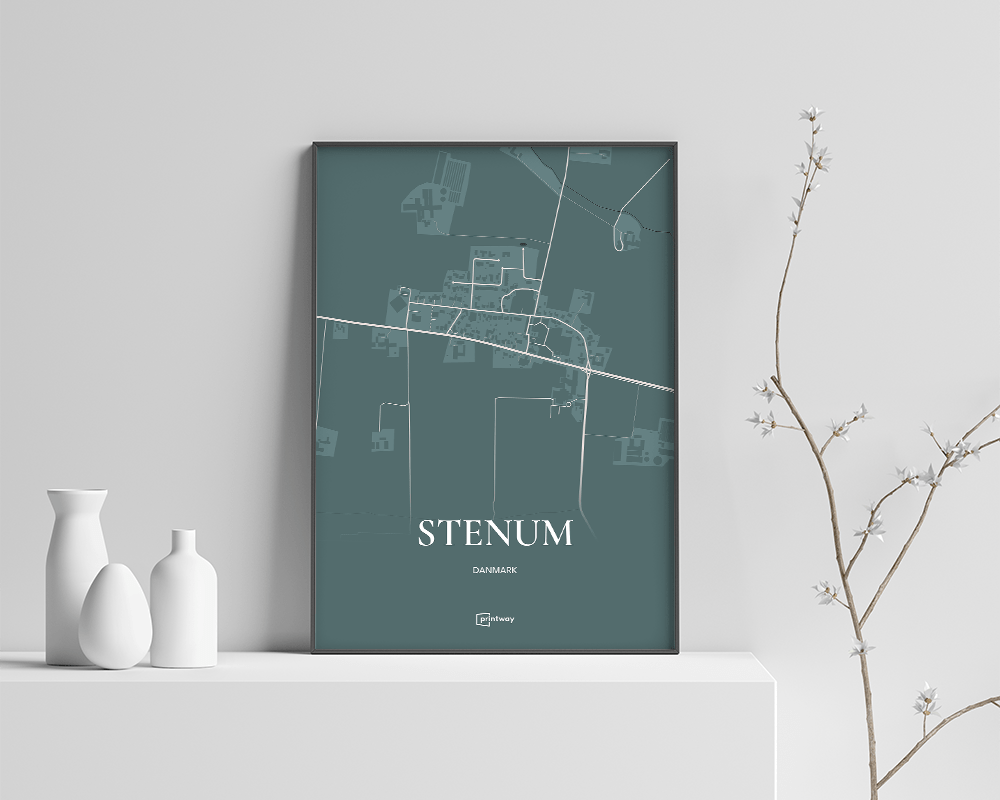 Stenum Bykort Plakat i Skovgrøn – Elegant Indretning